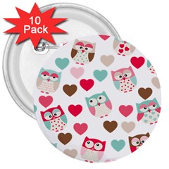 Lovely Owls 3  Buttons (10 Pack)  by ConteMonfrey