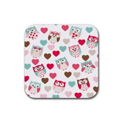 Lovely Owls Rubber Coaster (square) by ConteMonfrey