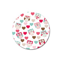 Lovely Owls Magnet 3  (round) by ConteMonfrey