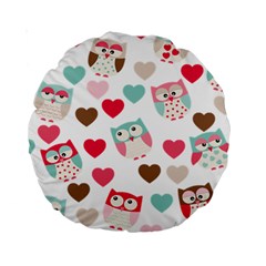 Lovely Owls Standard 15  Premium Round Cushions by ConteMonfrey