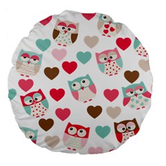 Lovely Owls Large 18  Premium Round Cushions by ConteMonfrey