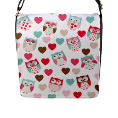 Lovely Owls Flap Closure Messenger Bag (l) by ConteMonfrey