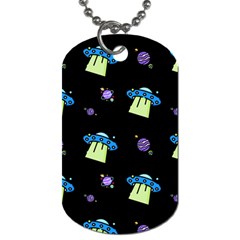 Illustration Cosmos Cosmo Rocket Spaceship -ufo Dog Tag (one Side) by danenraven