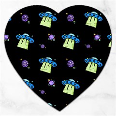 Illustration Cosmos Cosmo Rocket Spaceship -ufo Jigsaw Puzzle (heart) by danenraven