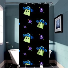 Illustration Cosmos Cosmo Rocket Spaceship -ufo Shower Curtain 36  X 72  (stall)  by danenraven