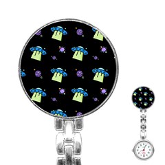 Illustration Cosmos Cosmo Rocket Spaceship -ufo Stainless Steel Nurses Watch by danenraven