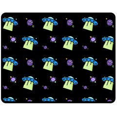 Illustration Cosmos Cosmo Rocket Spaceship -ufo Double Sided Fleece Blanket (medium)  by danenraven