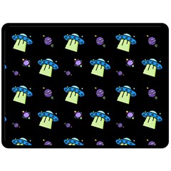 Illustration Cosmos Cosmo Rocket Spaceship -ufo Double Sided Fleece Blanket (large)  by danenraven