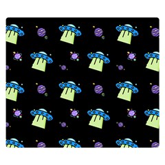 Illustration Cosmos Cosmo Rocket Spaceship -ufo Double Sided Flano Blanket (small)  by danenraven