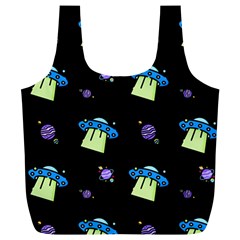 Illustration Cosmos Cosmo Rocket Spaceship Ufo Full Print Recycle Bag (xl) by danenraven