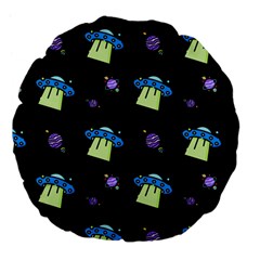 Illustration Cosmos Cosmo Rocket Spaceship Ufo Large 18  Premium Flano Round Cushions by danenraven