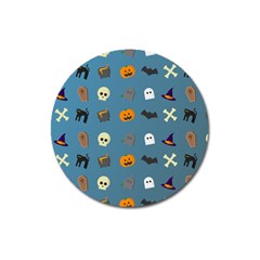 Halloween Cat Pumpkin Pattern Bat Horror Magnet 3  (round) by danenraven