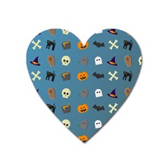 Halloween Cat Pumpkin Pattern Bat Horror Heart Magnet by danenraven