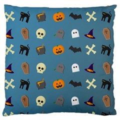 Halloween Cat Pumpkin Pattern Bat Horror Large Cushion Case (two Sides) by danenraven