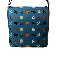 Halloween Cat Pumpkin Pattern Bat Horror Flap Closure Messenger Bag (l) by danenraven