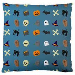 Halloween Cat Pumpkin Pattern Bat Horror Large Flano Cushion Case (one Side) by danenraven