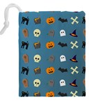 Halloween Cat Pumpkin Pattern Bat Horror Drawstring Pouch (5XL) Back