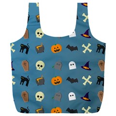 Halloween Cat Pumpkin Pattern Bat Horror Full Print Recycle Bag (xxxl) by danenraven