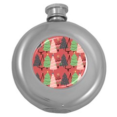 Christmas Tree Icon Round Hip Flask (5 Oz) by danenraven