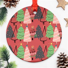 Christmas Tree Icon Round Ornament (two Sides) by danenraven