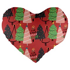 Christmas Tree Icon Large 19  Premium Flano Heart Shape Cushions by danenraven