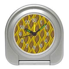 Yellow Brown Minimalist Leaves  Travel Alarm Clock