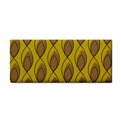 Yellow Brown Minimalist Leaves  Hand Towel