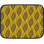 Yellow Brown Minimalist Leaves  Double Sided Fleece Blanket (Mini)  35 x27  Blanket Front