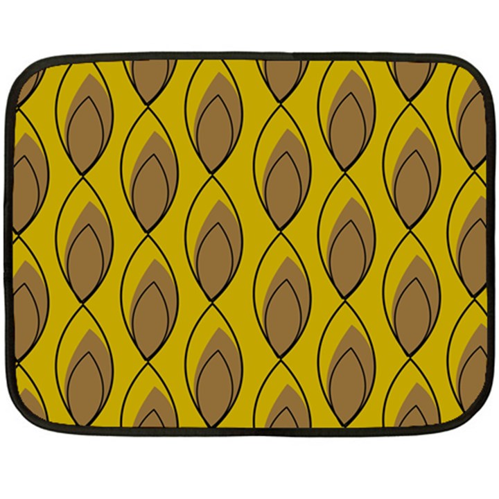 Yellow Brown Minimalist Leaves  Double Sided Fleece Blanket (Mini) 