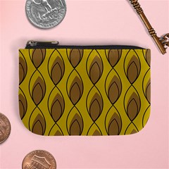 Yellow Brown Minimalist Leaves  Mini Coin Purse by ConteMonfrey