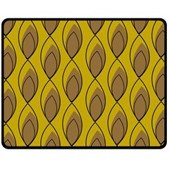 Yellow Brown Minimalist Leaves  Fleece Blanket (medium)  by ConteMonfrey