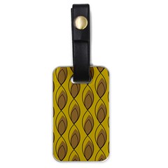 Yellow Brown Minimalist Leaves  Luggage Tag (one Side) by ConteMonfrey