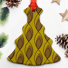 Yellow Brown Minimalist Leaves  Ornament (christmas Tree)  by ConteMonfrey