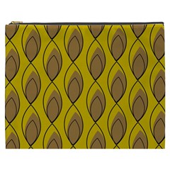 Yellow Brown Minimalist Leaves  Cosmetic Bag (xxxl)