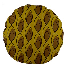 Yellow Brown Minimalist Leaves  Large 18  Premium Round Cushions by ConteMonfrey