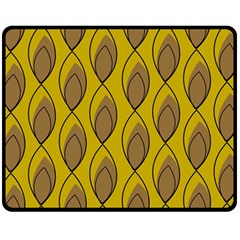 Yellow Brown Minimalist Leaves  Double Sided Fleece Blanket (medium)  by ConteMonfrey