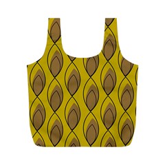 Yellow Brown Minimalist Leaves  Full Print Recycle Bag (m) by ConteMonfrey