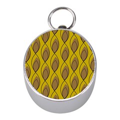 Yellow Brown Minimalist Leaves  Mini Silver Compasses by ConteMonfrey