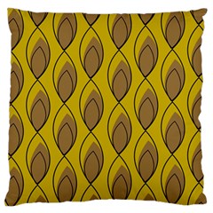 Yellow Brown Minimalist Leaves  Large Flano Cushion Case (two Sides) by ConteMonfrey