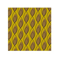 Yellow Brown Minimalist Leaves  Square Satin Scarf (30  X 30 ) by ConteMonfrey