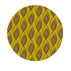 Yellow Brown Minimalist Leaves  Mini Round Pill Box (pack Of 3) by ConteMonfrey