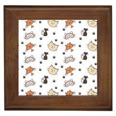 Cute Cat Kitten Animal Design Pattern Framed Tile by danenraven