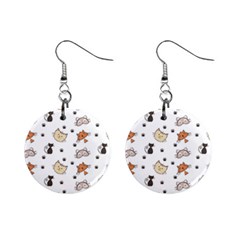 Cute Cat Kitten Animal Design Pattern Mini Button Earrings by danenraven