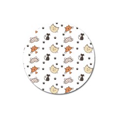 Cute Cat Kitten Animal Design Pattern Magnet 3  (round) by danenraven