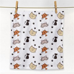 Cute Cat Kitten Animal Design Pattern Face Towel by danenraven