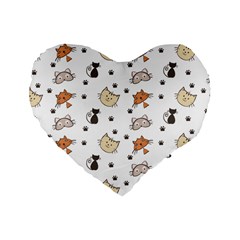 Cute Cat Kitten Animal Design Pattern Standard 16  Premium Heart Shape Cushions by danenraven