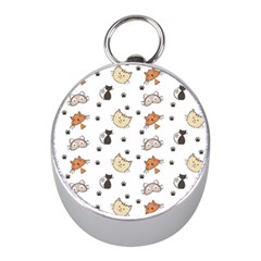 Cute Cat Kitten Animal Design Pattern Mini Silver Compasses by danenraven