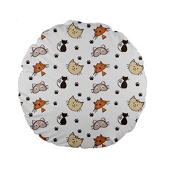 Cute Cat Kitten Animal Design Pattern Standard 15  Premium Flano Round Cushions by danenraven