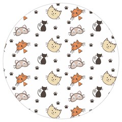 Cute Cat Kitten Animal Design Pattern Round Trivet by danenraven