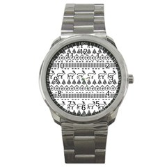 Christmas Trees Pattern Design Sport Metal Watch by danenraven